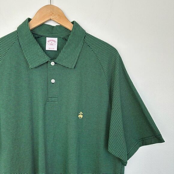 Brooks Brothers 346 Men’s Green and Navy Stripe Embroidered Gold Floss, Sheep, N - Picture 3 of 9